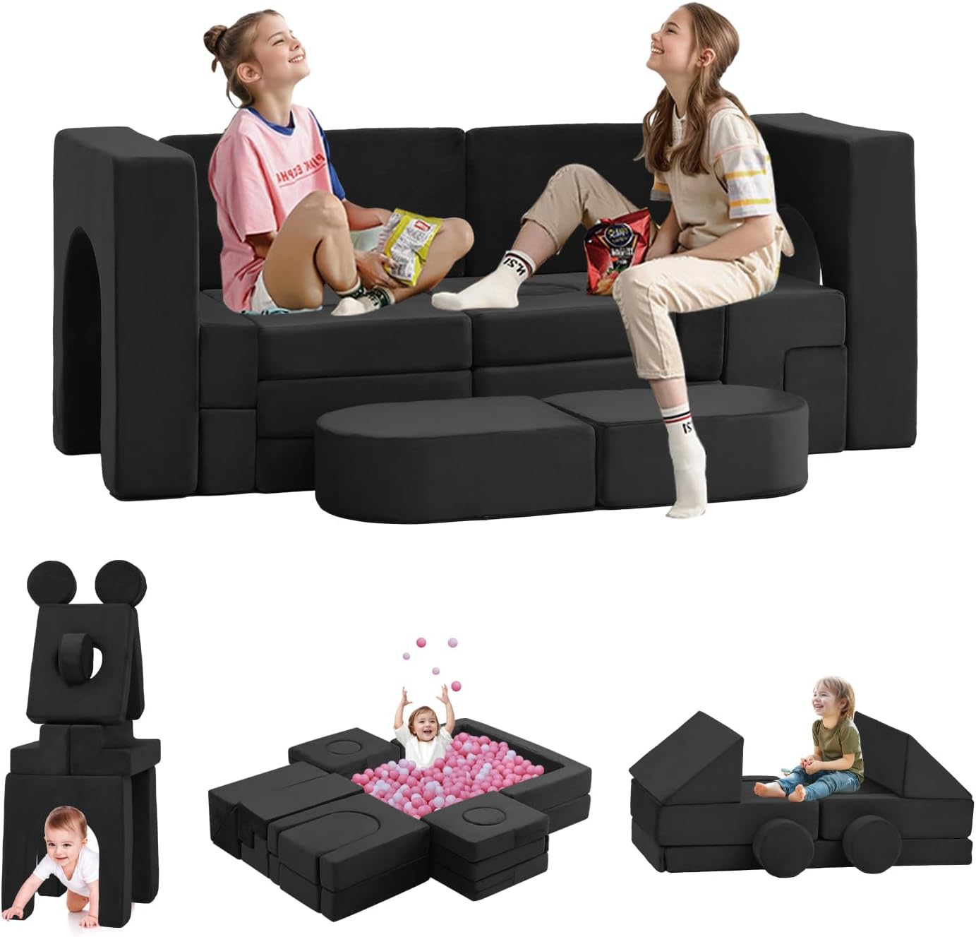 The Modern Nugget Couch - 22Pcs Modular Kids Play Couch