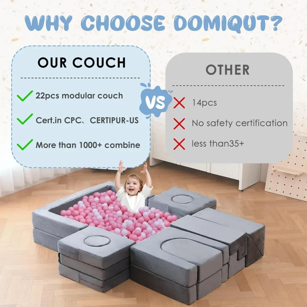 The Modern Nugget Couch - 22Pcs Modular Kids Play Couch